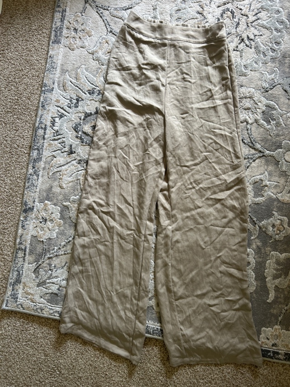 Zara Wide-Leg Linen-Blend Pants in Taupe